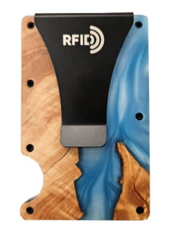 Wooden Element RFID Wallet - Light Blue